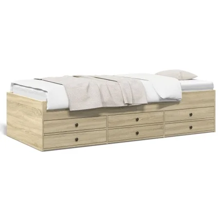 Lounger with Sonoma oak engineered wood drawers 75x190 cm by , Beds and slatted bases - Ref: Foro24-3280890, Price: 161,47 €,...