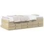 Lounger with Sonoma oak engineered wood drawers 75x190 cm by , Beds and slatted bases - Ref: Foro24-3280890, Price: 161,47 €,...