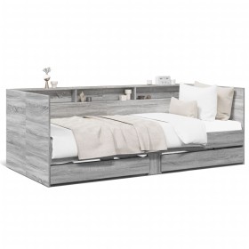 Sonoma gray engineered wood lounger with drawers 75x190 cm by , Beds and slatted bases - Ref: Foro24-3280865, Price: 193,73 €...