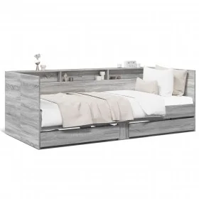 Sonoma gray engineered wood lounger with drawers 75x190 cm by , Beds and slatted bases - Ref: Foro24-3280865, Price: 193,43 €...