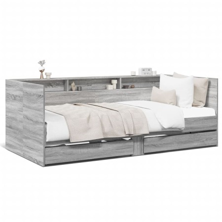 Sonoma graue Holzwerkstoffliege mit Schubladen 75x190 cm von , Betten und Lattenroste - Ref: Foro24-3280865, Preis: 193,73 €,...