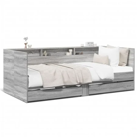 Sonoma graue Holzwerkstoffliege mit Schubladen 75x190 cm von , Betten und Lattenroste - Ref: Foro24-3280865, Preis: 196,75 €,...