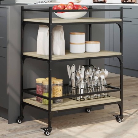 Küchenwagen aus Sonoma-Eichenholzwerkstoff, 65 x 40 x 86,5 cm von , Küchen- und Speisewagen - Ref: Foro24-842397, Preis: 62,1...