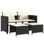 2-seater garden sofa with black PE rattan table and stools by , Garden sets - Ref: Foro24-368416, Price: 220,07 €, Discount: %