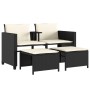 2-Sitzer-Gartensofa mit schwarzem PE-Rattantisch und Hockern von , Gartensets - Ref: Foro24-368416, Preis: 224,47 €, Rabatt: %