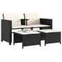 2-seater garden sofa with black PE rattan table and stools by , Garden sets - Ref: Foro24-368416, Price: 220,07 €, Discount: %