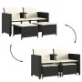 2-seater garden sofa with black PE rattan table and stools by , Garden sets - Ref: Foro24-368416, Price: 220,07 €, Discount: %