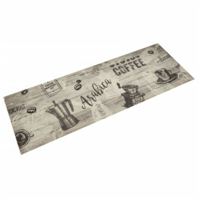 Alfombra de cocina lavable terciopelo gris café 60x180 cm