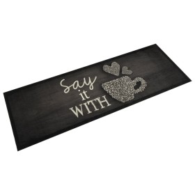 Alfombra de cocina lavable terciopelo negro taza 60x180 cm