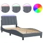 Dark gray velvet bed frame with LED lights 90x200 cm by , Beds and slatted bases - Ref: Foro24-3213758, Price: 157,37 €, Disc...