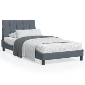 Dark gray velvet bed frame with LED lights 100x200 cm by , Beds and slatted bases - Ref: Foro24-3213764, Price: 151,10 €, Dis...