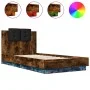 Bed frame headboard LED lights smoked oak 90x190 cm by , Beds and slatted bases - Ref: Foro24-3210063, Price: 160,25 €, Disco...