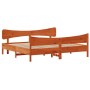 Estructura cama con cabecero madera pino marrón cera 200x200 cm de , Camas y somieres - Ref: Foro24-3216371, Precio: 273,67 €...