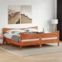 Bettgestell mit Kopfteil aus wachsbraunem Kiefernholz, 200 x 200 cm von , Betten und Lattenroste - Ref: Foro24-3216371, Preis...