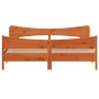 Estructura cama con cabecero madera pino marrón cera 200x200 cm de , Camas y somieres - Ref: Foro24-3216371, Precio: 273,67 €...