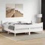 Bettrahmen mit Kopfteil aus massivem weißem Kiefernholz, 180 x 200 cm von , Betten und Lattenroste - Ref: Foro24-3216373, Pre...