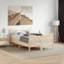 Bed frame with solid pine wood headboard 120x200 cm by , Beds and slatted bases - Ref: Foro24-3216384, Price: 169,71 €, Disco...