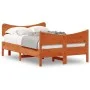 Bed frame with wax brown pine wood headboard 120x200 cm by , Beds and slatted bases - Ref: Foro24-3216386, Price: 201,14 €, D...