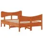 Bed frame with wax brown pine wood headboard 120x200 cm by , Beds and slatted bases - Ref: Foro24-3216386, Price: 201,14 €, D...
