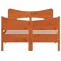 Bed frame with wax brown pine wood headboard 120x200 cm by , Beds and slatted bases - Ref: Foro24-3216386, Price: 201,14 €, D...