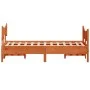 Bed frame with wax brown pine wood headboard 120x200 cm by , Beds and slatted bases - Ref: Foro24-3216386, Price: 201,14 €, D...