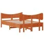 Bed frame with wax brown pine wood headboard 120x200 cm by , Beds and slatted bases - Ref: Foro24-3216386, Price: 201,14 €, D...