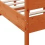 Bed frame with wax brown pine wood headboard 120x200 cm by , Beds and slatted bases - Ref: Foro24-3216386, Price: 201,14 €, D...