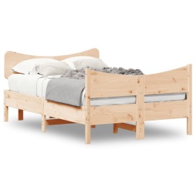 Bettgestell mit Kopfteil aus massivem Kiefernholz 120x190 cm von , Betten und Lattenroste - Ref: Foro24-3216399, Preis: 167,8...