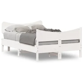 Bed frame with white pine wood headboard 120x190 cm by , Beds and slatted bases - Ref: Foro24-3216400, Price: 197,63 €, Disco...