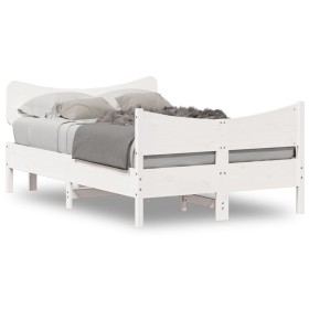 Bettgestell mit Kopfteil aus weißem Kiefernholz, 120 x 190 cm von , Betten und Lattenroste - Ref: Foro24-3216400, Preis: 199,...