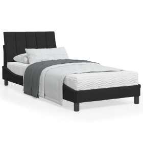 Estructura de cama con cabecero de terciopelo negro 90x200 cm