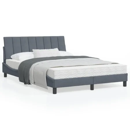 Dark gray velvet bed frame with headboard 140x200 cm by , Beds and slatted bases - Ref: Foro24-3207850, Price: 186,06 €, Disc...