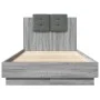 Sonoma gray engineered wood bed with headboard 90x190 cm by , Beds and slatted bases - Ref: Foro24-3209973, Price: 143,77 €, ...