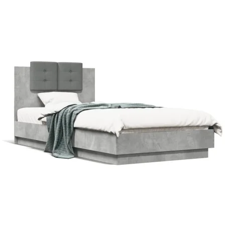 Betongraues Holzwerkstoffbett mit Kopfteil 75x190 cm von , Betten und Lattenroste - Ref: Foro24-3209978, Preis: 130,40 €, Rab...