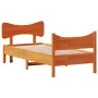 Bed frame with wax brown pine wood headboard 90x200 cm by , Beds and slatted bases - Ref: Foro24-3216392, Price: 154,84 €, Di...