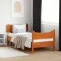 Bed frame with wax brown pine wood headboard 90x200 cm by , Beds and slatted bases - Ref: Foro24-3216392, Price: 154,84 €, Di...