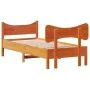 Bed frame with wax brown pine wood headboard 90x200 cm by , Beds and slatted bases - Ref: Foro24-3216392, Price: 154,84 €, Di...