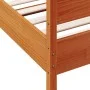 Bed frame with wax brown pine wood headboard 90x200 cm by , Beds and slatted bases - Ref: Foro24-3216392, Price: 154,84 €, Di...