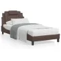 Bed frame with headboard brown synthetic leather 90x200cm by , Beds and slatted bases - Ref: Foro24-3208070, Price: 152,99 €,...