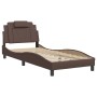 Bed frame with headboard brown synthetic leather 90x200cm by , Beds and slatted bases - Ref: Foro24-3208070, Price: 133,87 €,...