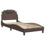 Bed frame with headboard brown synthetic leather 90x200cm by , Beds and slatted bases - Ref: Foro24-3208070, Price: 152,99 €,...