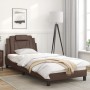 Bed frame with headboard brown synthetic leather 90x200cm by , Beds and slatted bases - Ref: Foro24-3208070, Price: 133,87 €,...