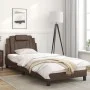 Bed frame with headboard brown synthetic leather 90x200cm by , Beds and slatted bases - Ref: Foro24-3208070, Price: 152,99 €,...