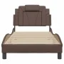 Bed frame with headboard brown synthetic leather 90x200cm by , Beds and slatted bases - Ref: Foro24-3208070, Price: 152,99 €,...