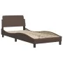 Bed frame with headboard brown synthetic leather 90x200cm by , Beds and slatted bases - Ref: Foro24-3208070, Price: 152,99 €,...