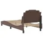 Bed frame with headboard brown synthetic leather 90x200cm by , Beds and slatted bases - Ref: Foro24-3208070, Price: 152,99 €,...