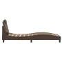 Bed frame with headboard brown synthetic leather 90x200cm by , Beds and slatted bases - Ref: Foro24-3208070, Price: 152,99 €,...
