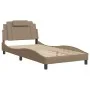 Cappuccino synthetic leather headboard bed frame 100x200cm by , Beds and slatted bases - Ref: Foro24-3208079, Price: 140,17 €...