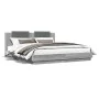 Sonoma gray engineered wood bed with headboard 160x200 cm by , Beds and slatted bases - Ref: Foro24-3209910, Price: 184,55 €,...