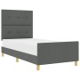 Estructura de cama con cabecera Gris oscuro 100 x 200 cm tela